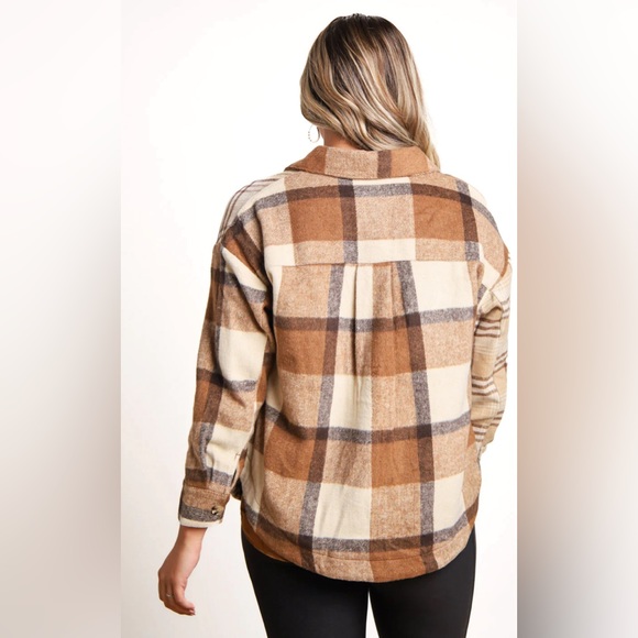 Mixed Print Color Block Shacket Jacket Large - Picture 3 of 3